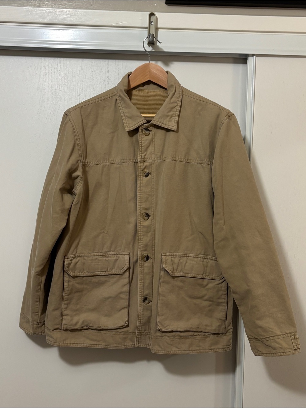 Vintage Mens Chore Jacket Size Large Reversible Tan Duck Canvas Corduroy Barn
